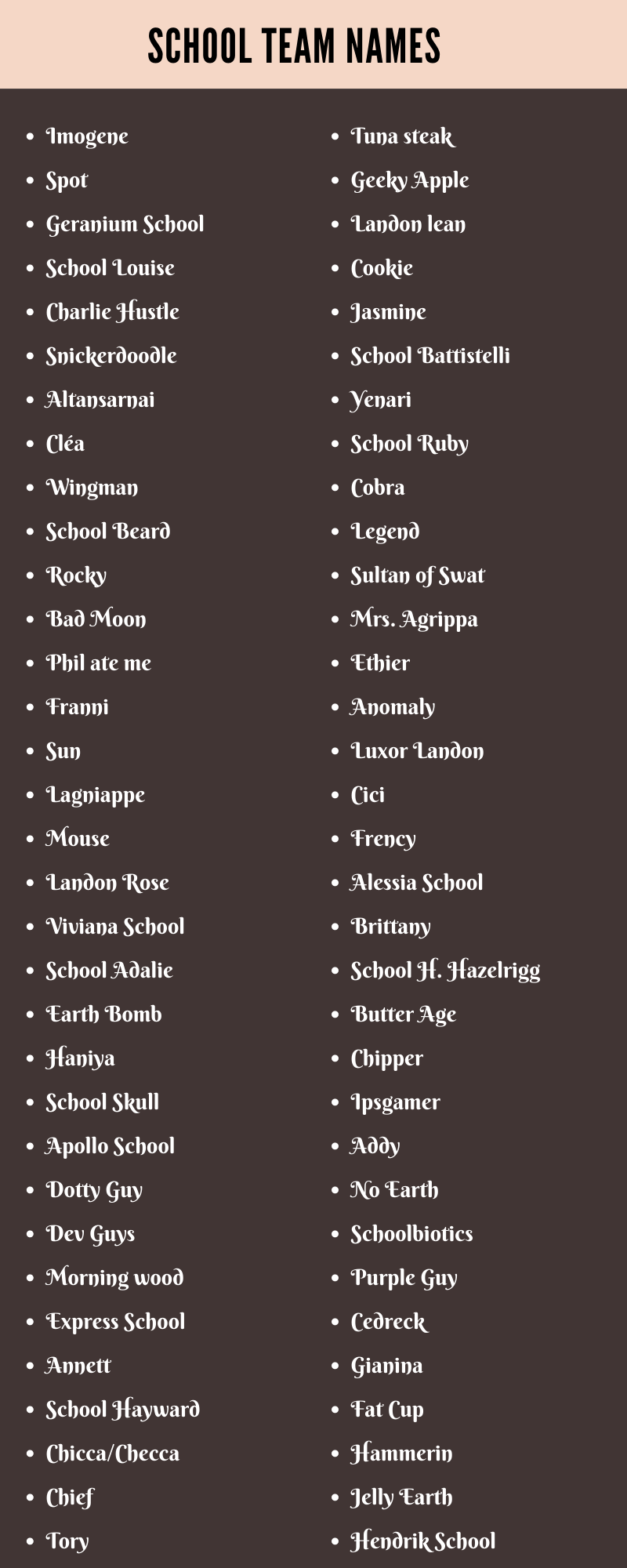 School Team Names