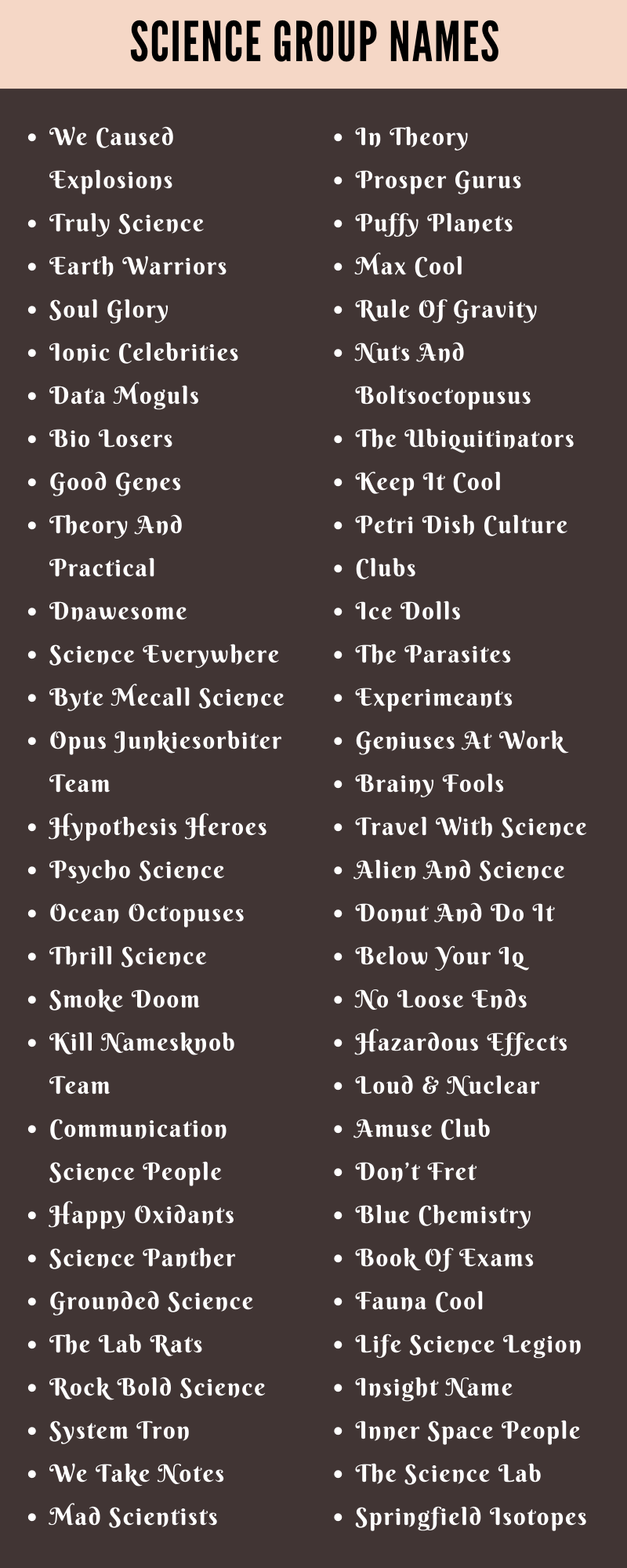 Science Group Names