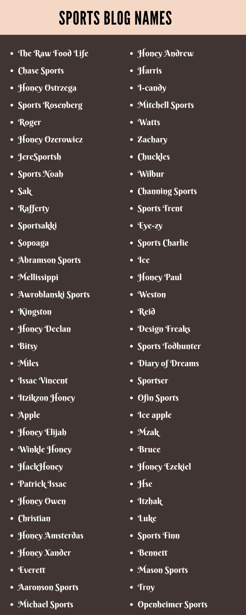 Sports Blog Names