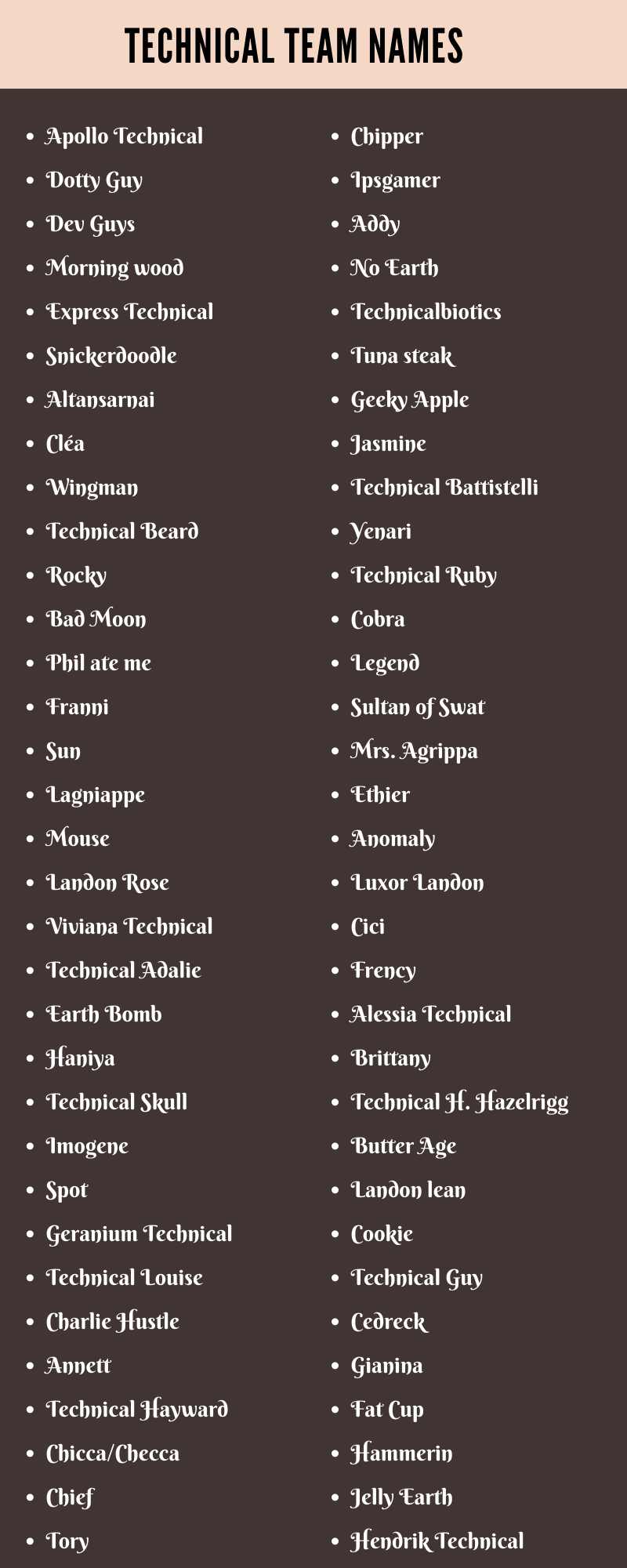 400 Cool Technical Team Names Ideas and Suggestions