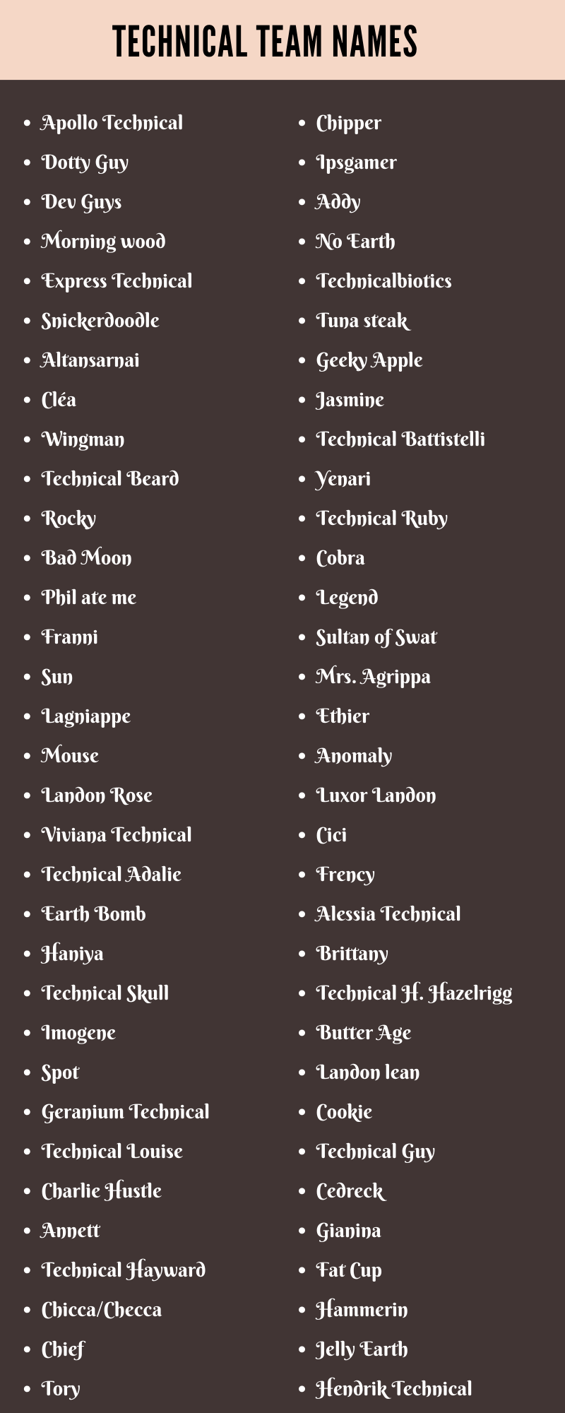 400 Cool Technical Team Names Ideas And Suggestions