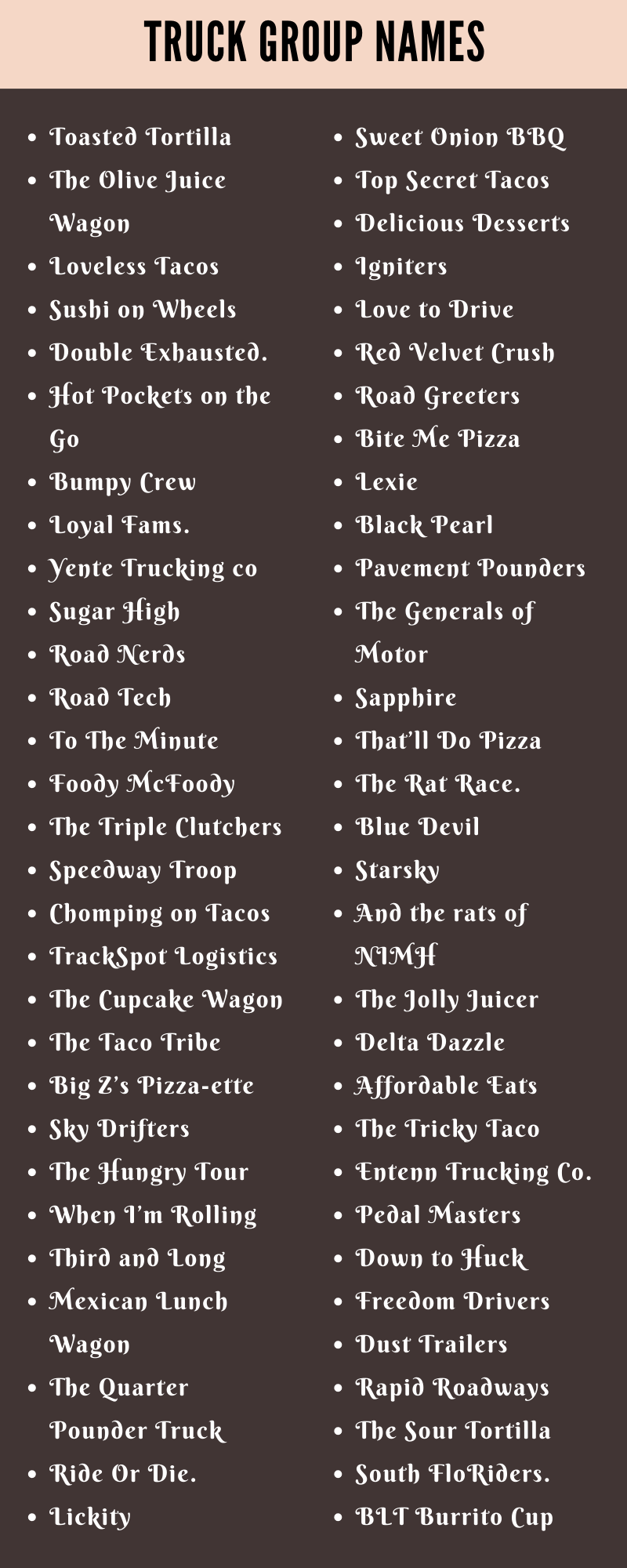 Truck Group Names