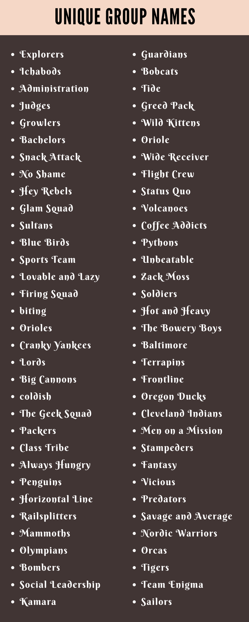 400 Cool Unique Group Names Ideas And Suggestions