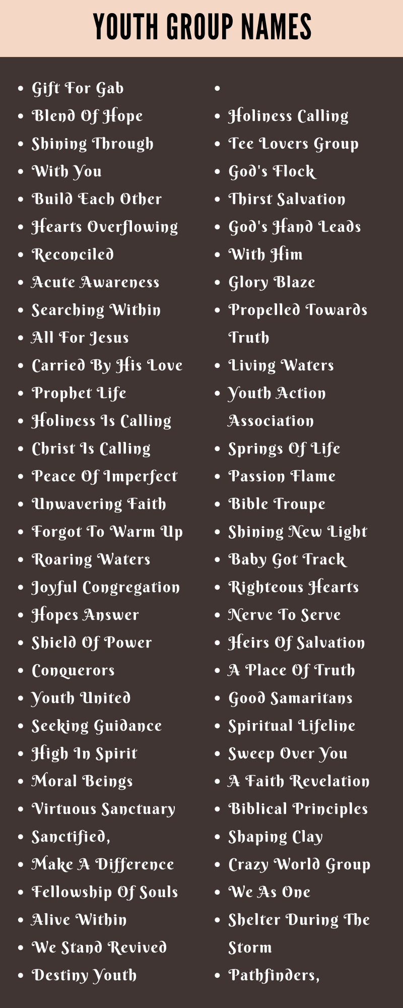 400 Cool Youth Group Names Ideas And Suggestions