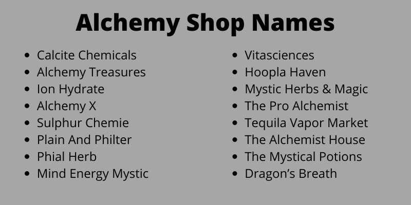 Alchemy Shop Names