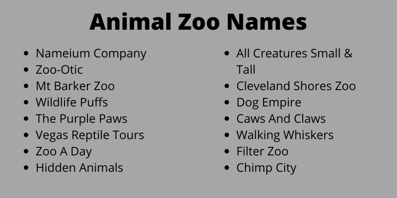 Animal Zoo Names