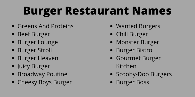 Burger Restaurant Names