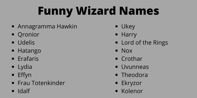 Funny Wizard Names