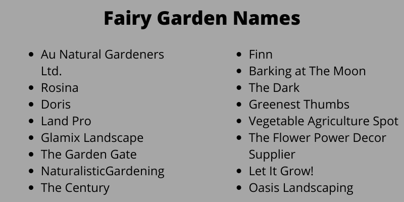 Fairy Garden Names