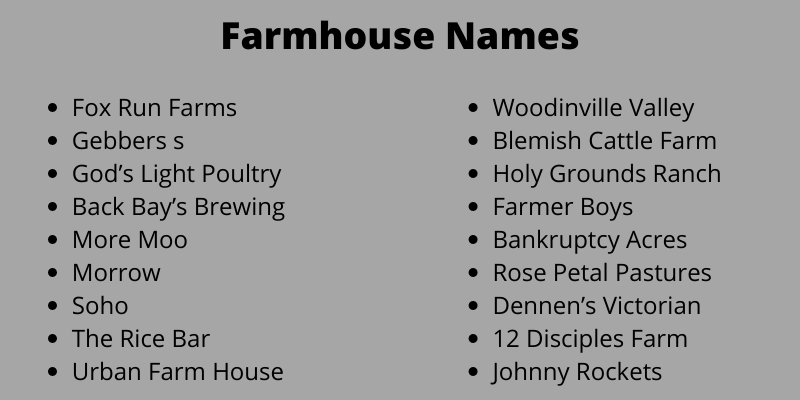Farmhouse Names