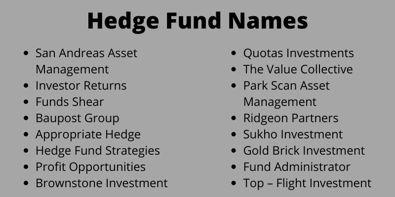 Hedge Fund Names 