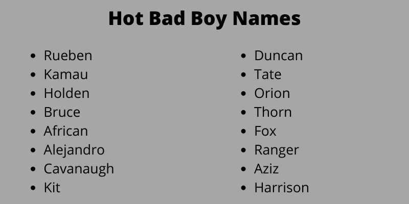 Hot Bad Boy Names