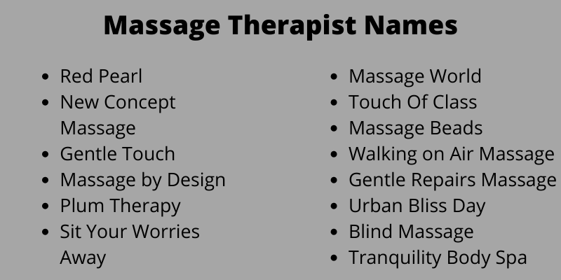 Massage Therapist Names