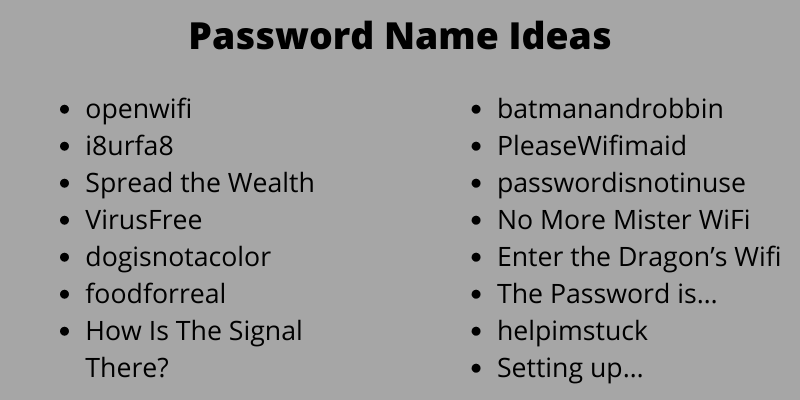 Password Name Ideas