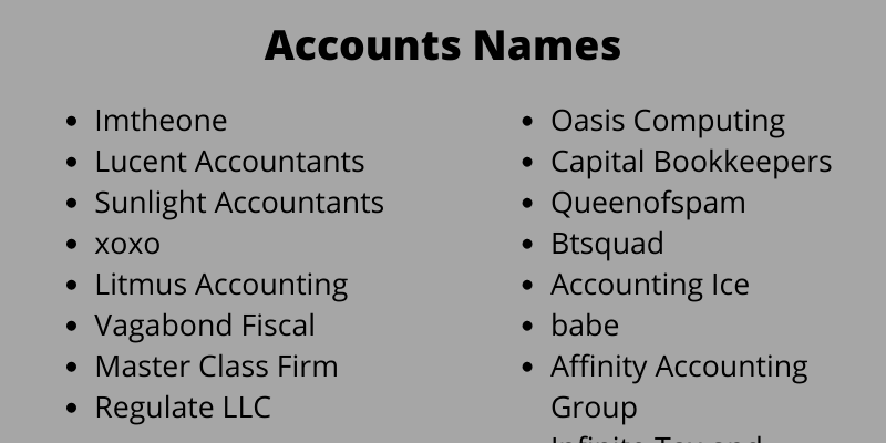 Accounts Names