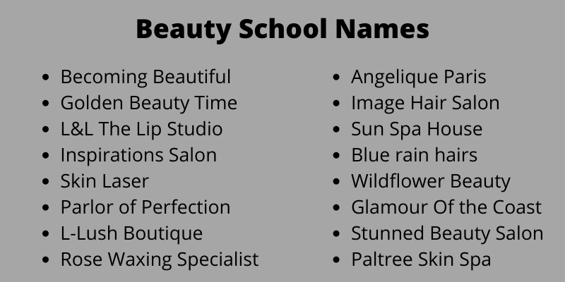 Beauty School Names