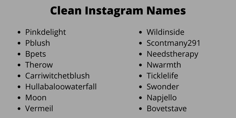Clean Instagram Names
