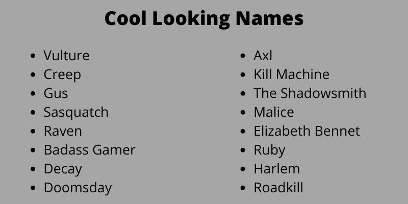 Cool Looking Names