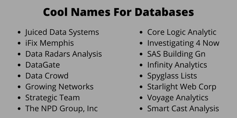 Cool Names For Databases