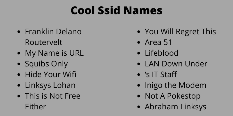 Cool Ssid Names