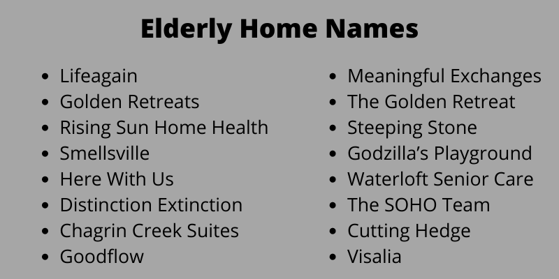 Elderly Home Names