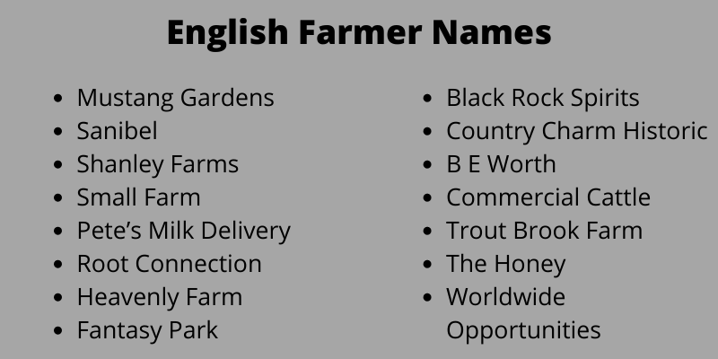 English Farmer Names