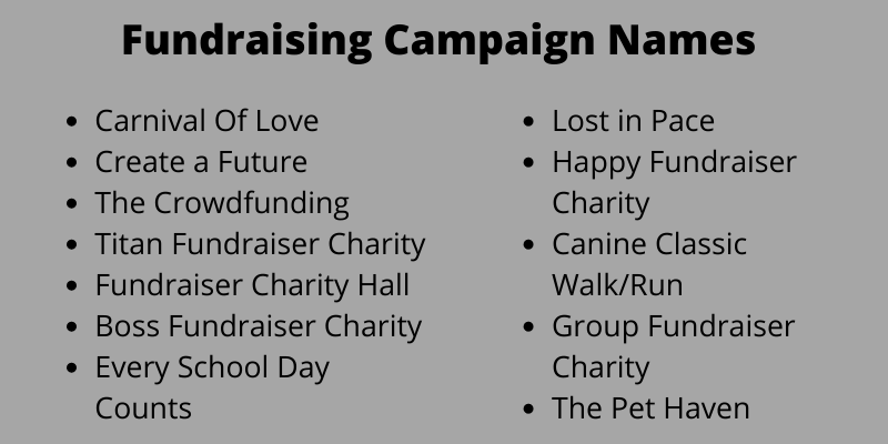 Fundraising Campaign Names