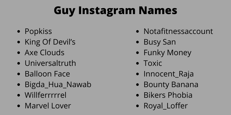 Guy Instagram Names