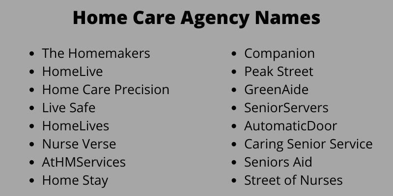 Home Care Agency Names