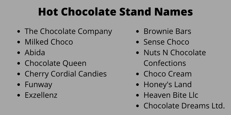 Hot Chocolate Stand Names