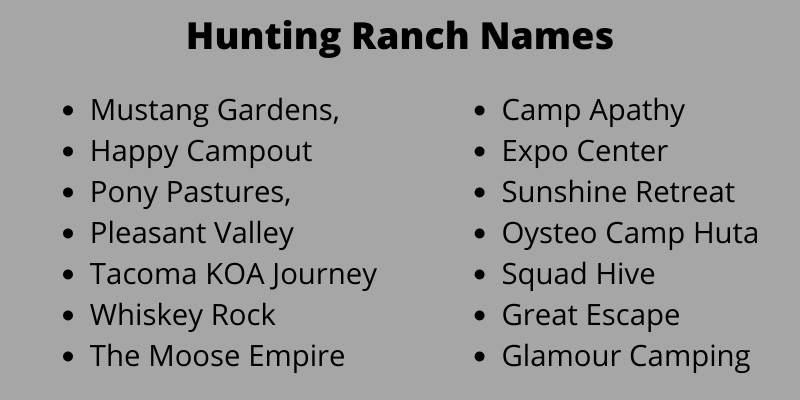 Hunting Ranch Names