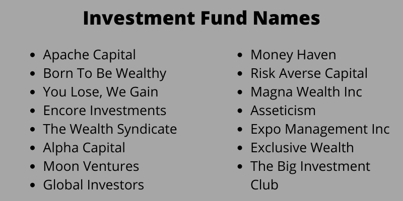 Investment Fund Names