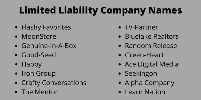 Limited Liability Company Names
