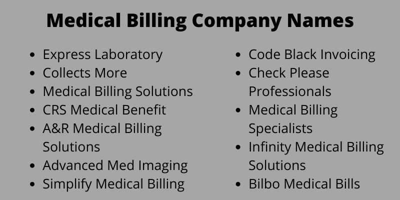 Medical Billing Company Names