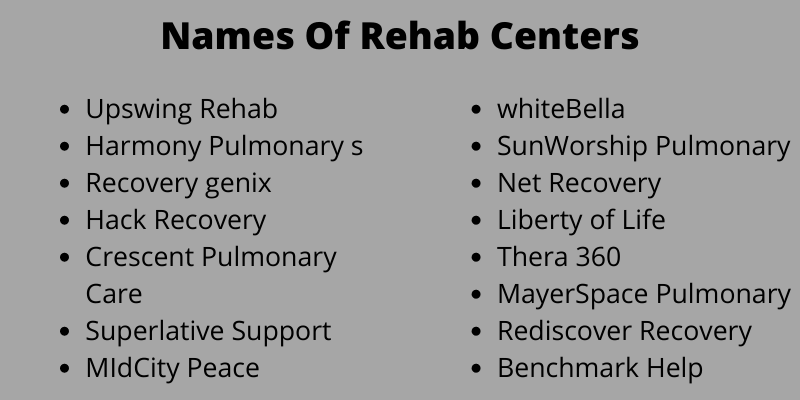 Names Of Rehab Centers