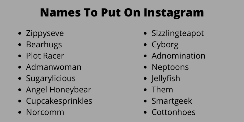 Names To Put On Instagram