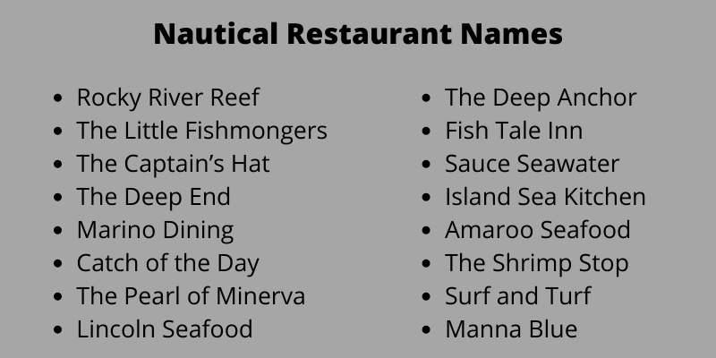 400 Best Nautical Restaurant Names Ideas And Suggestions