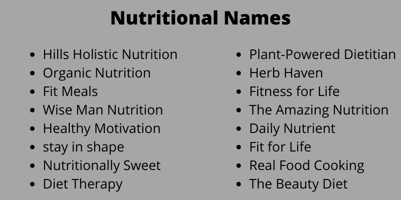 Nutritional Names