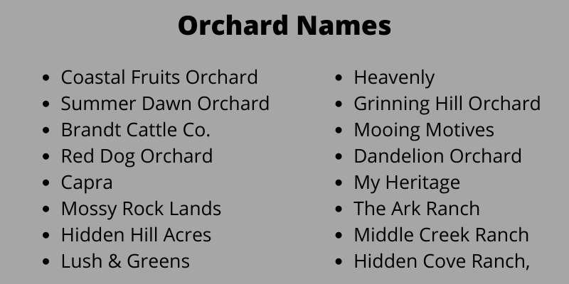Orchard Names