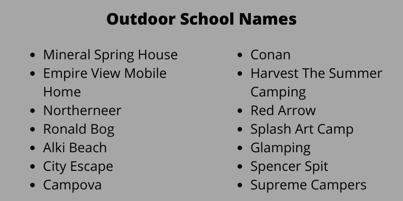 Outdoor School Names