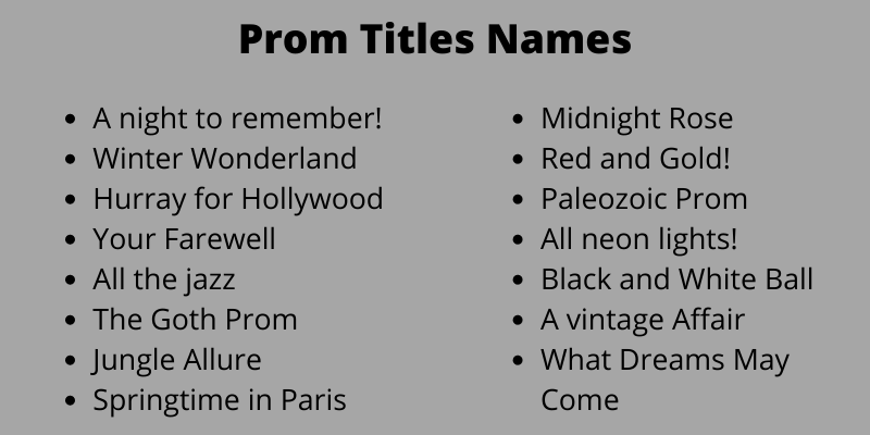 Prom Titles Names
