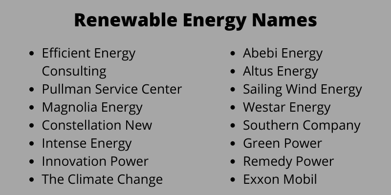 Renewable Energy Names