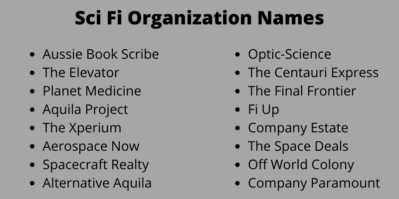 Sci Fi Organization Names