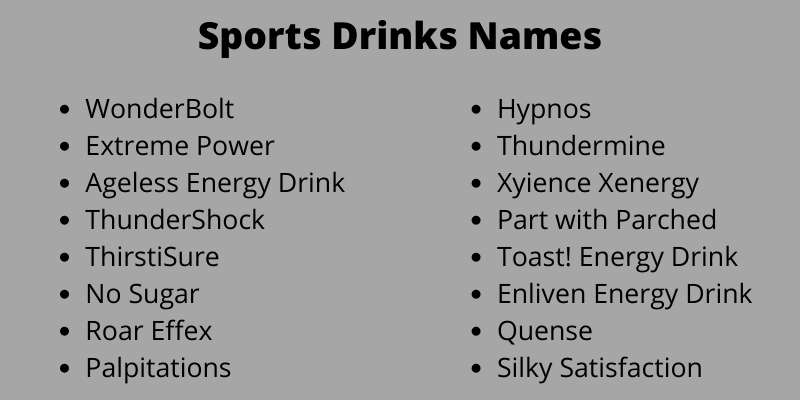 Sports Drinks Names