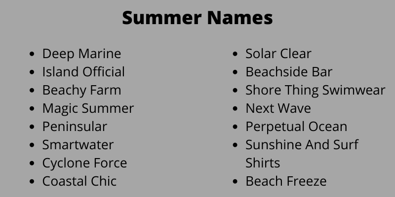 Summer Names