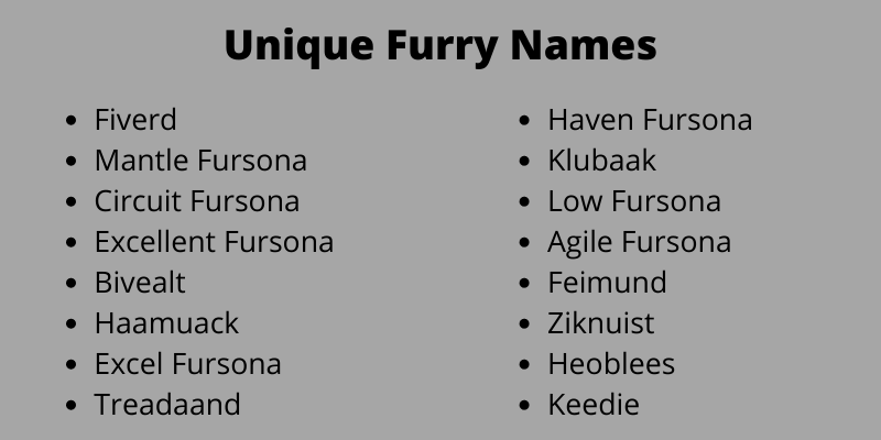 Unique Furry Names