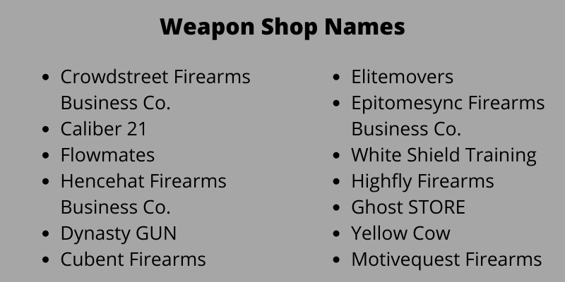Weapon Shop Names