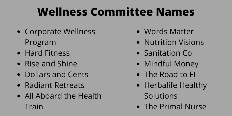 Wellness Committee Names